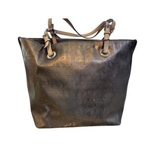 MICHAEL Michael Kors Metallic Gold Bronze Large Tote Bag Shoulder Logo Pattern